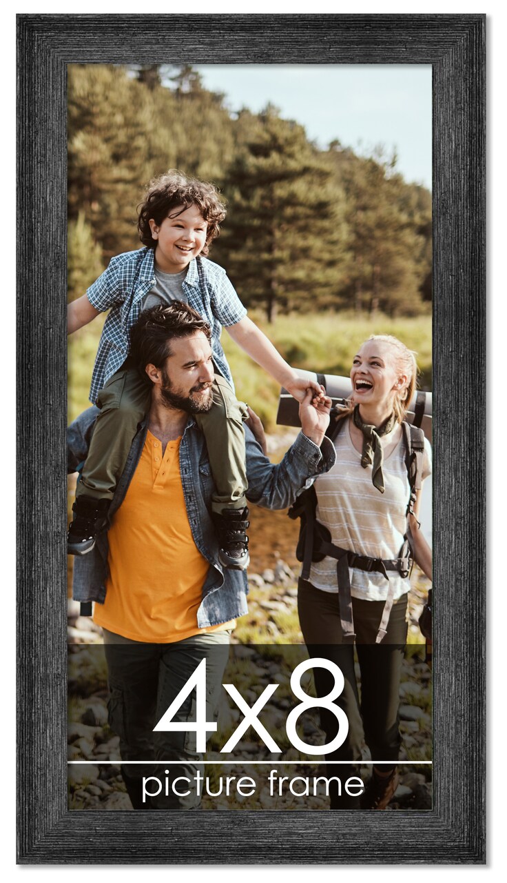 4x8 Wide Barnwood Picture Frame with UV-Resistant Acrylic & Acid Free Backing, Available in 6 Paint Finishes - Grey, Brown, White, and Black